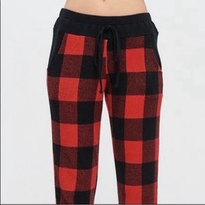 Buffalo plaid joggers.